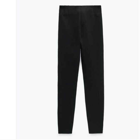 ZARA STRETCH BLACK ZIPPERED MID-RISE LEGGING PANT TROUSERS Sizes XS, S NWT - Picture 7 of 12